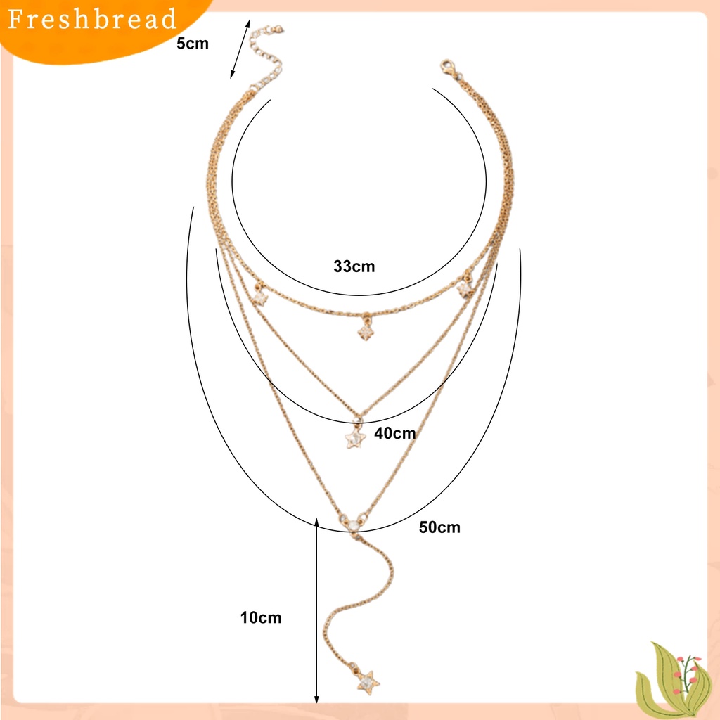 Terlaris Clavicle Chain Multilayers All-match Long Tassel Rhinestone Faux Crystal Star Pendant Necklace for Party