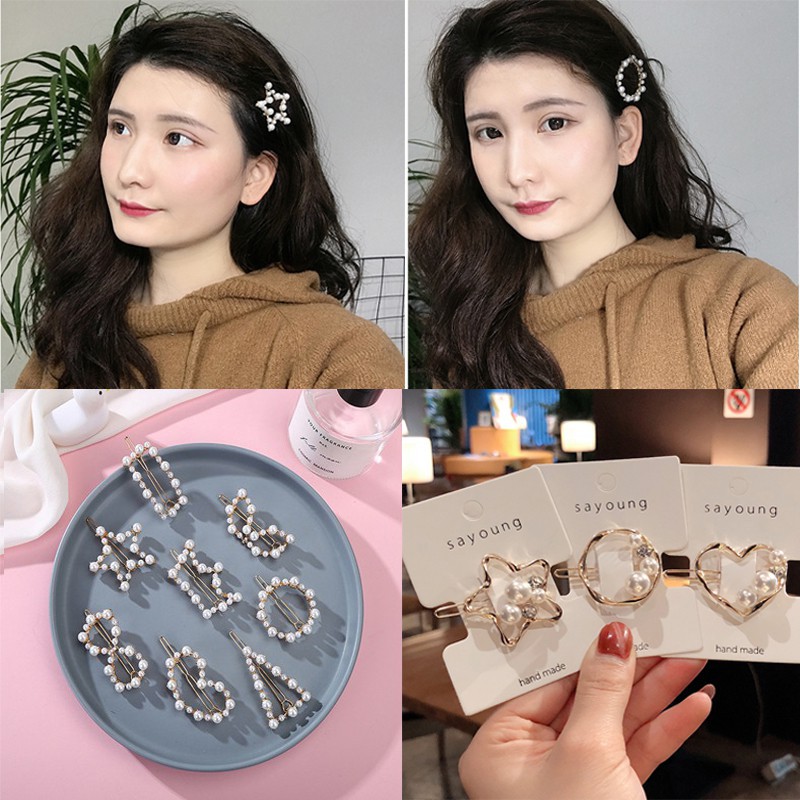 TJM JR155 Jepit Rambut Model Pita Geometri Bahan Alloy Gaya Korea Elegan Untuk Wanita