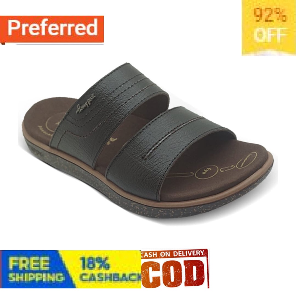 ELASTIS MURAH TERKINI TRENDY SPORTY / Homyped Alfapro 02 Sandal Slide Kulit Terapi Pria