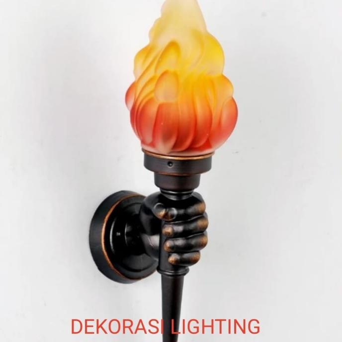 L1001 Lampu dinding taman pila api obor waterproof vintage Hias - Tanggan kiri