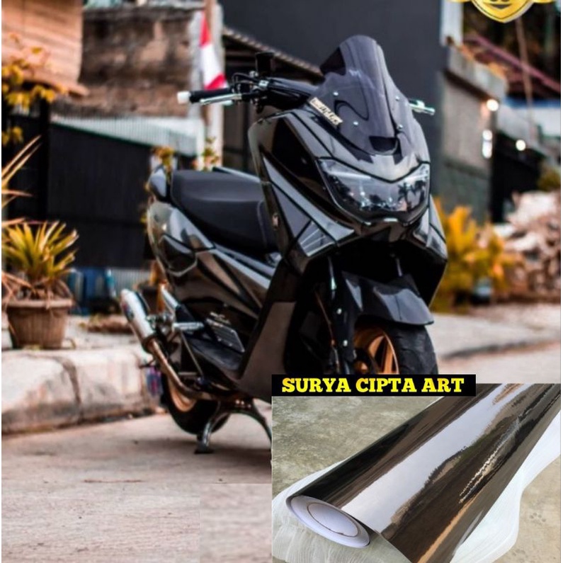 Sticker skotlet motor mobil hitam metalic chrom mirror metalik krom mengkilap merk maxdecal
