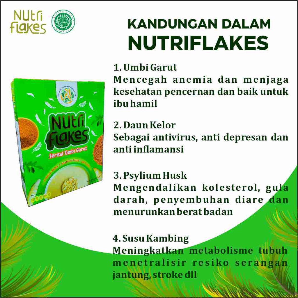 Nutriflakes Sereal Umbi Garut - Ampuh Mengatasi Asam Lambung, Maag Dan Gerd 3 Box