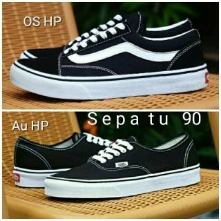 SEPATU VANS AUTHENTIC FULL BLACK HITAM POLOS WHITE PUTIH