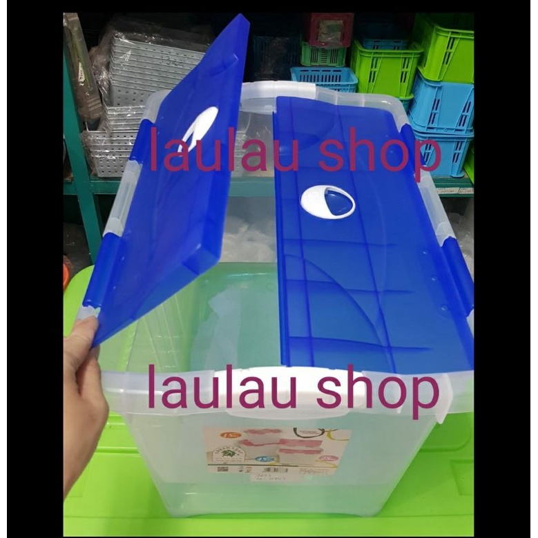 Box Container CB 45 Liter Bening Transparan Green Leaf 7873 Kualitas Shinpo Sky CB45 Rak Susun