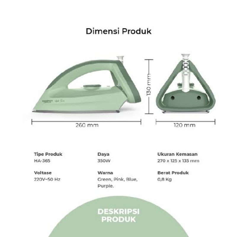 Setrika Maspion HA 365 Automatic Iron Dry Iron  Original Baru dan Bergaransi Resmi