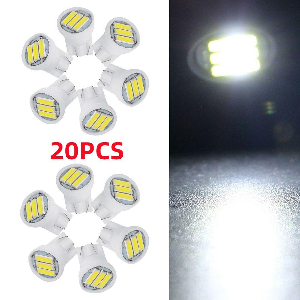 Preva 20Pcs Lampu Plat Lisensi Putih 20Pcs 12V 7020 3SMD LED Dome Map