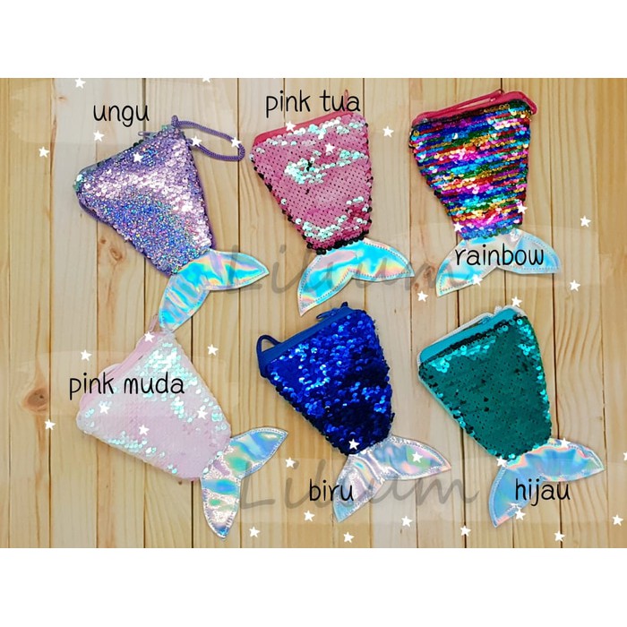 Tas mini mermaid sequin TU005 dompet koin anak selempang sling