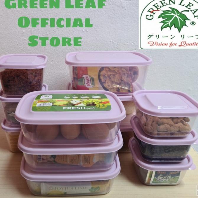 White Verse Food Container Cantik set isi 12pcs Frenzy Green leaf