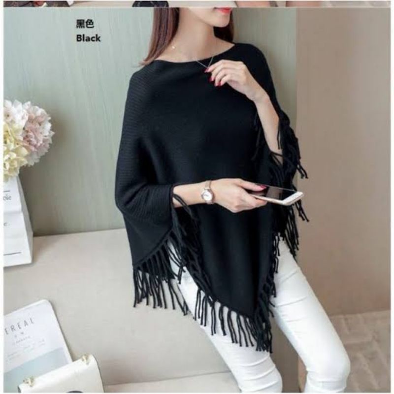 PONCHO POLOS - Baju Rajut - Atasan Wanita Termurah/LENGAN PANJANG BB 40KG - 75KG