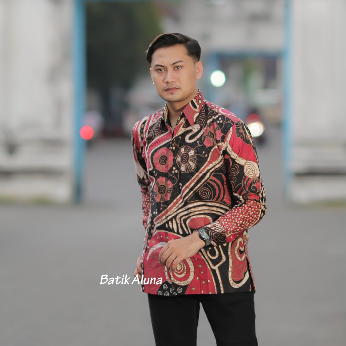 Batik pria lengan panjang Kemeja Atasan Baju batik pria laki laki lengan panjang premium cowok solo