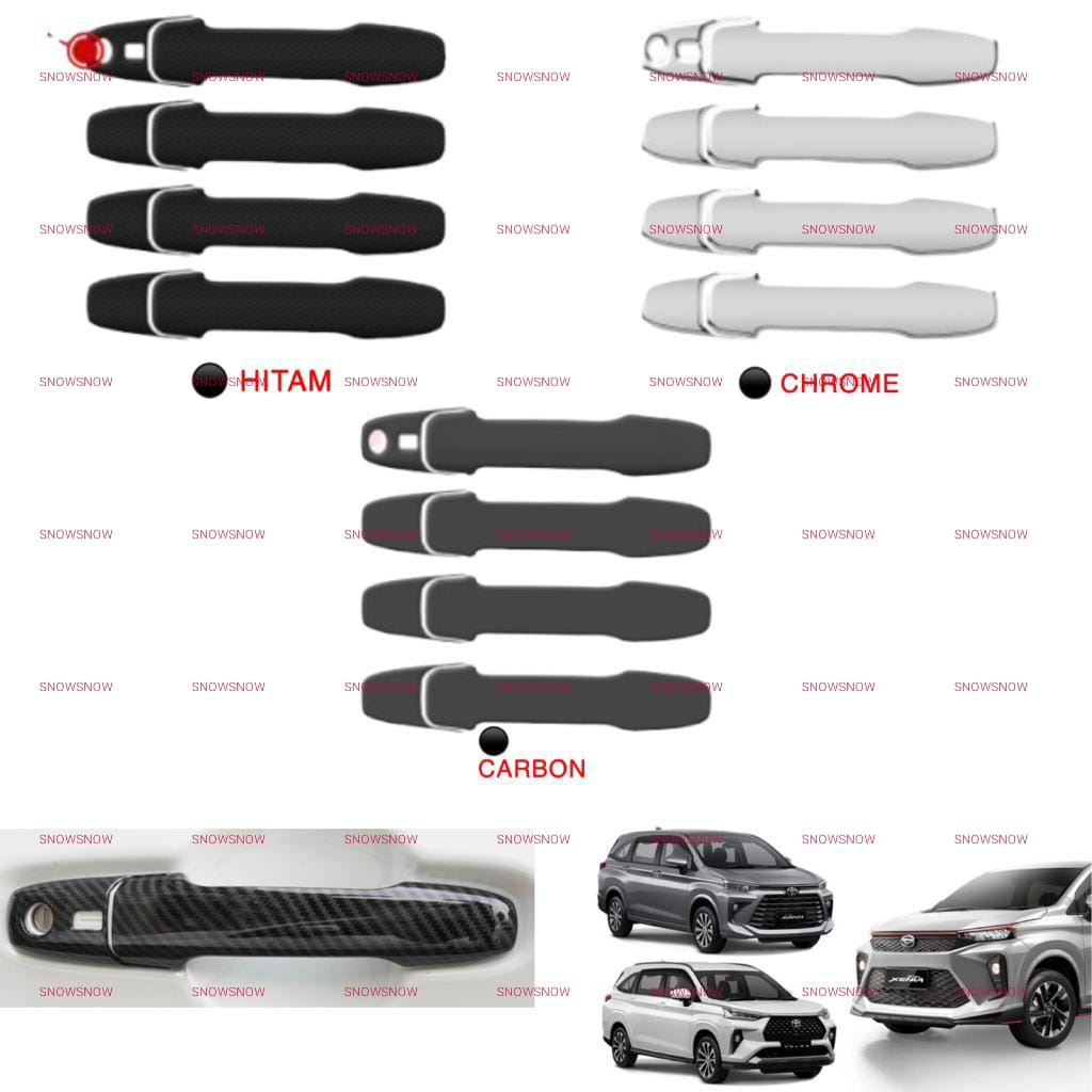 Handle Cover Avanza Xenia Veloz 2021 2022 UP Hitam Chrome Carbon