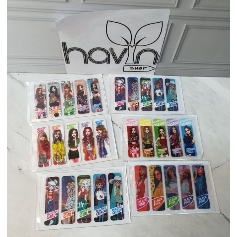 pembatas buku plastik/post it plastik/bookmark/sticky note PLASTIC-BLack Pink