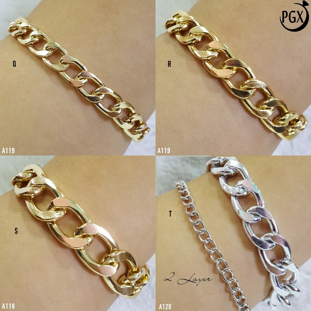 PGX Gelang Rantai Monel Pria Wanita - Chain Multi Layer Aksesoris Fashion - A120