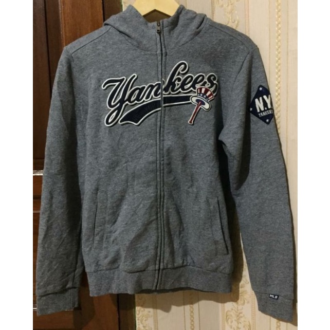 Hoodie Jaket Zipper Mlb Yankees Vintage Second Original