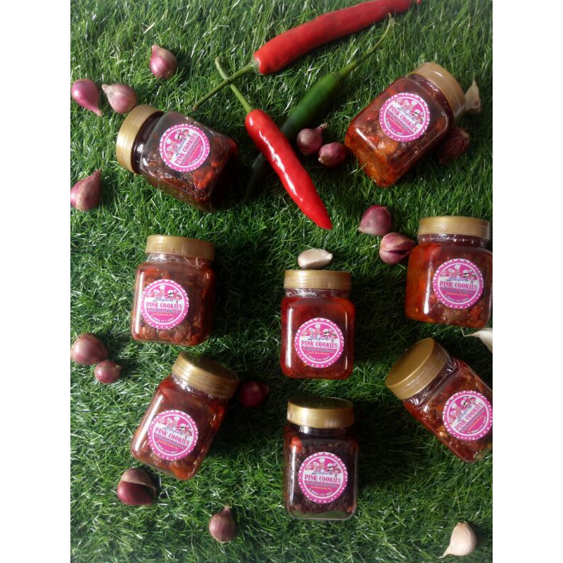 

sambel bawang pedes PiNk cookies uk botol 200 ml