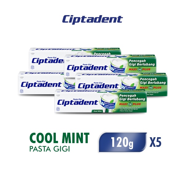 Ciptadent Pasta Gigi Maxi 12 Cool Mint Tube 120 gr x5