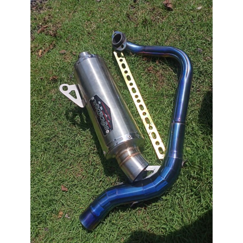 KNALPOT BLACK DEVIL. Leher BLUE MOON ,INLET ( 38mm & 50mm ) Buat All Matic Nmax,Aeeox,Vario,PCX,Beat,Mio,Scoope,Genio,dll-1