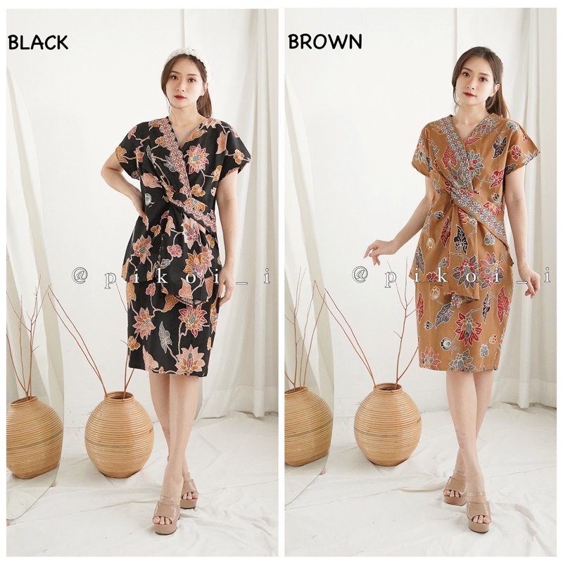 Dress batik modern / dress batik kantor / dress batik span / gaun batik / terusan batik murah / 2861