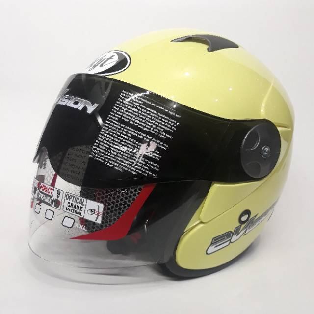 Helm KYT 2VISION KUNING LEMON Paket Ganteng