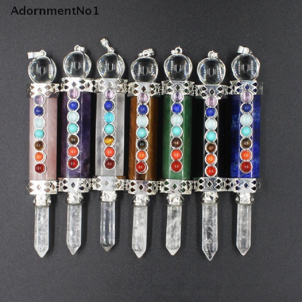 [AdornmentNo1] 7 Chakra Divination Pendulum for Dowsing Crystal Quartz Pendulums Natural Stone [new]