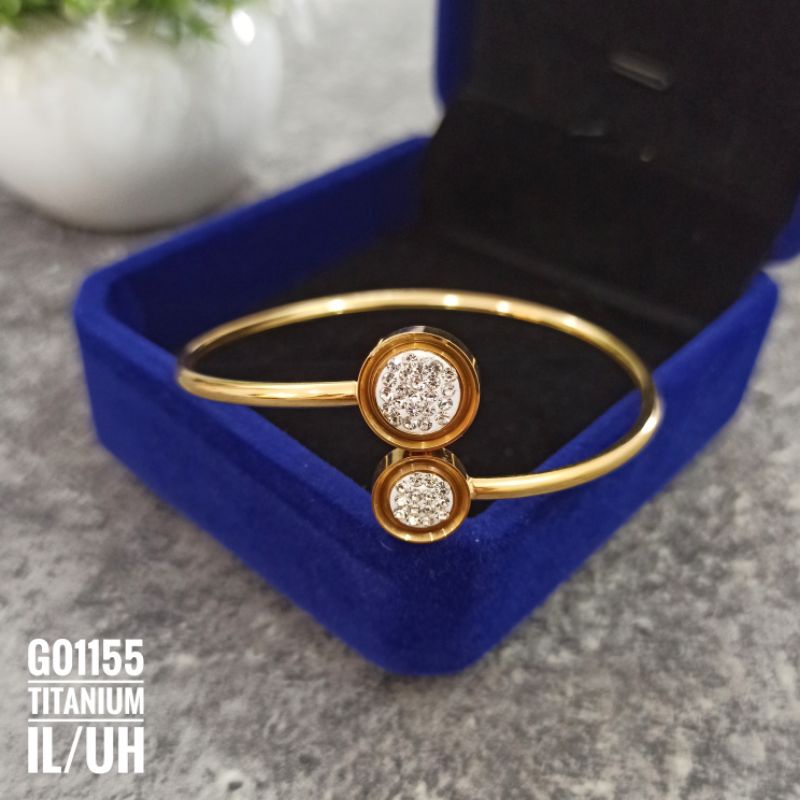 Gelang Titanium Bangle Zircon G01155