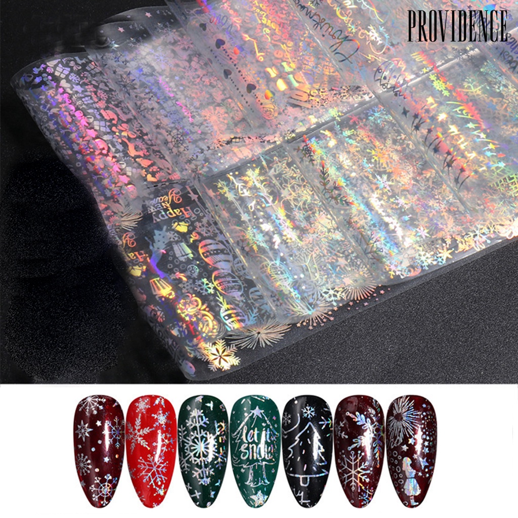 Providence 10Pcs/Set Nail Art Sticker Christmas Patterns Non-Fading Ultra Thin Xmas Snow Flake Glitter Nails Art Sticker for Female