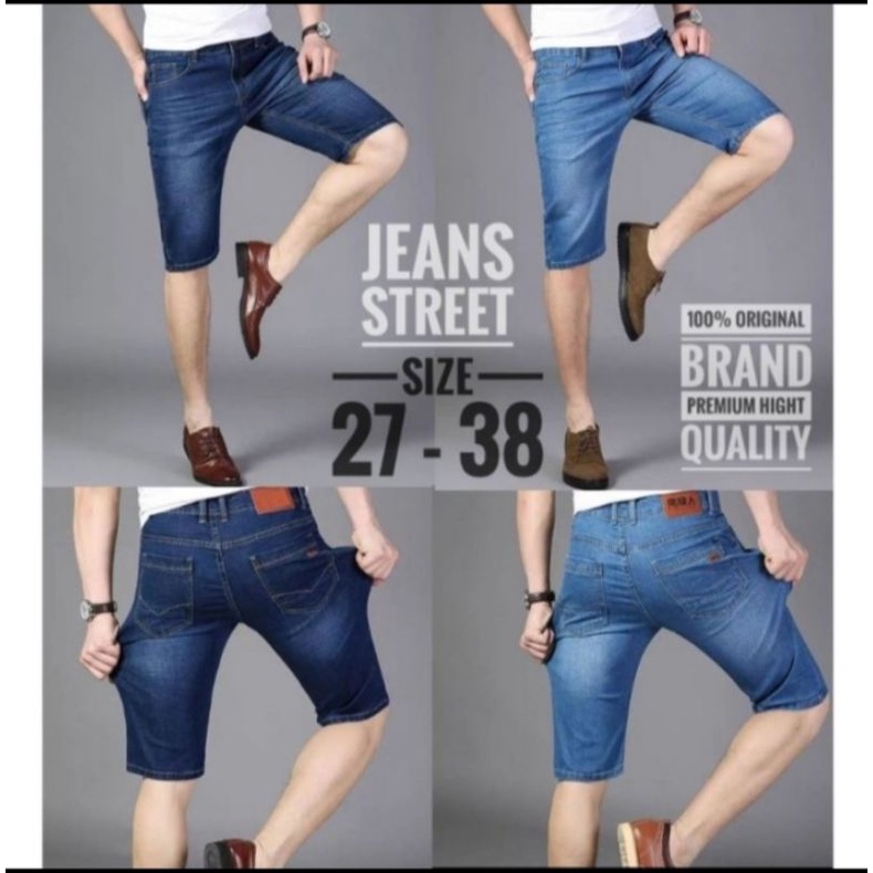 celana pendek jeans pria Stretch/bahan mellar elastis