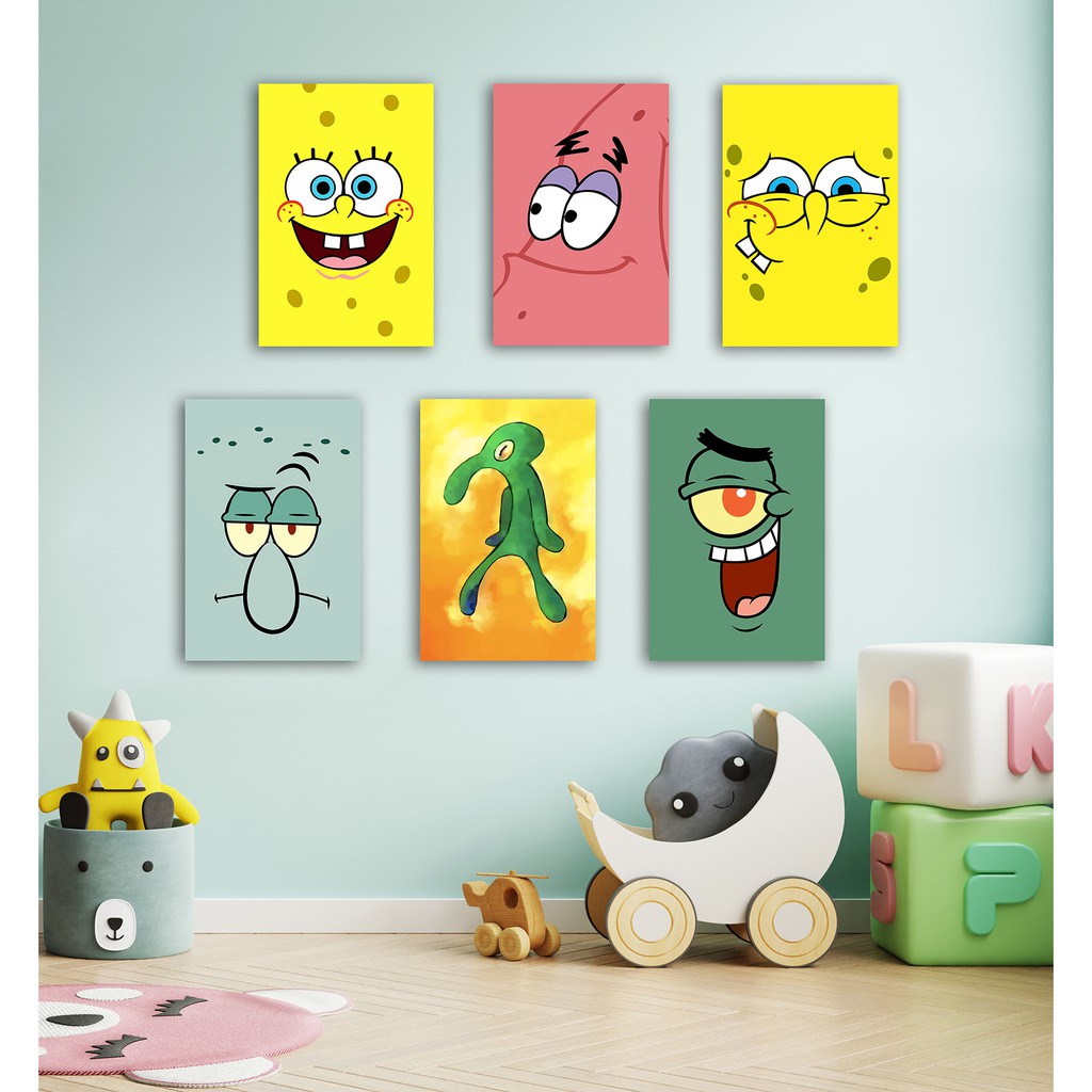 poster dinding plankton spongebob poster kayu dekorasi kamar anak