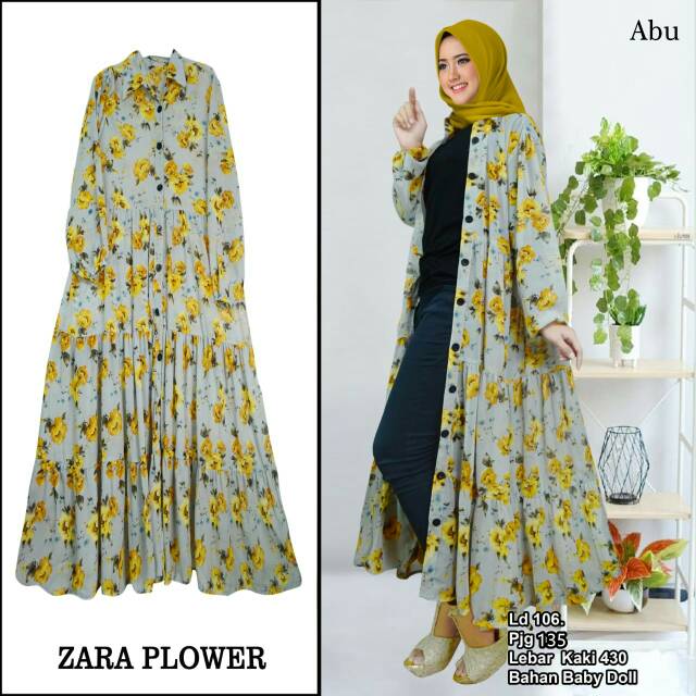 Zara Flower outer luaran cardigan panjang tangan panjang