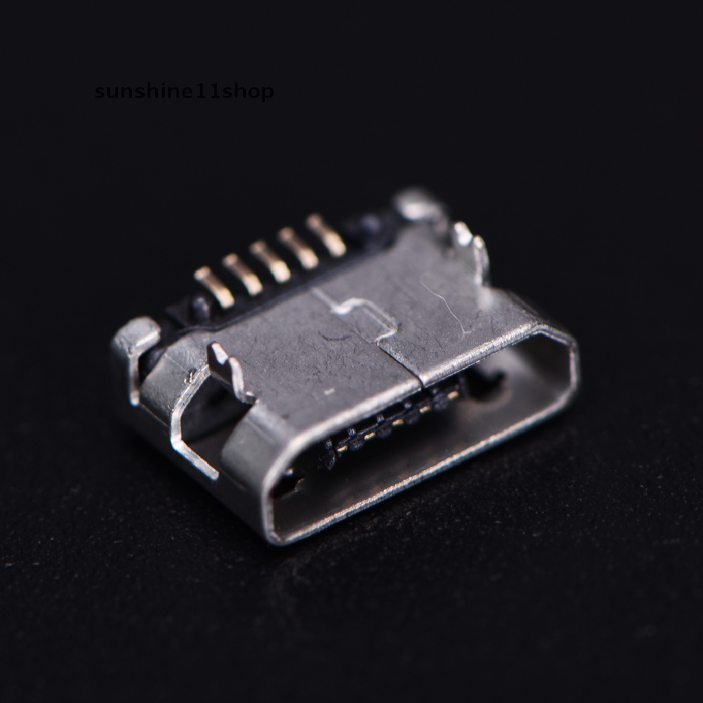 Sho 10pcs Konektor Micro USB 5 pin Tipe B Female Untuk Soket Charging 5 pin