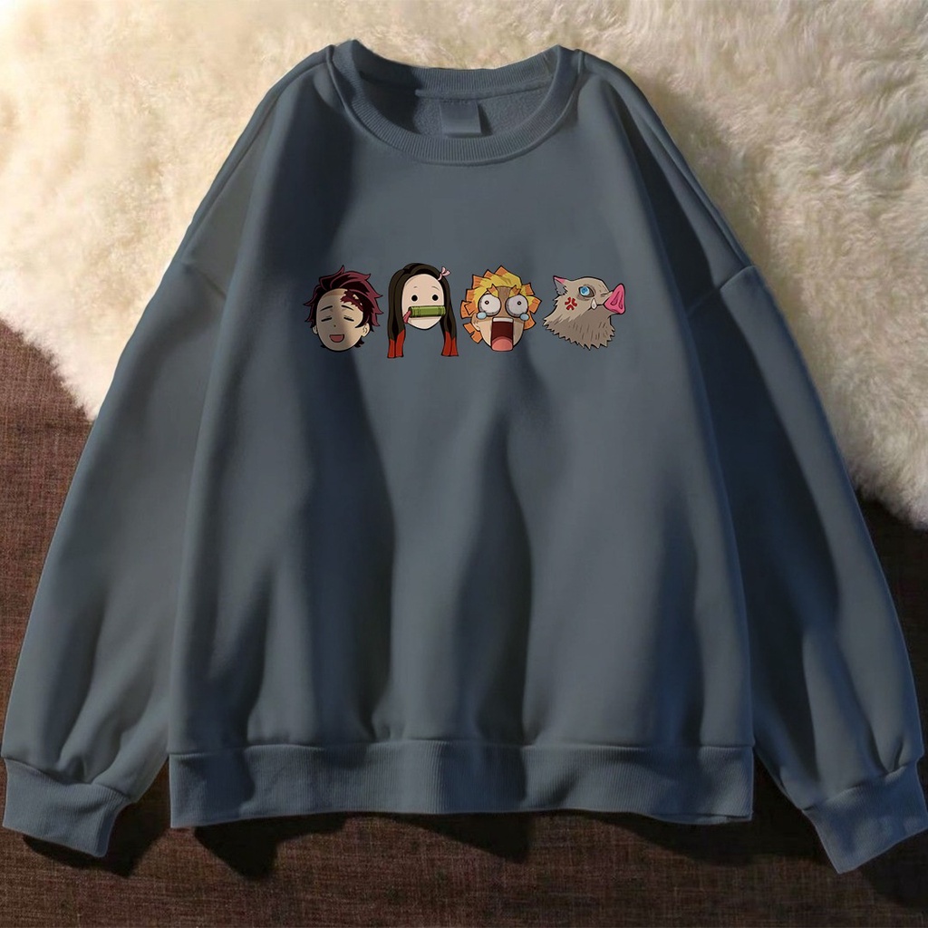 SWEATER CREWNECK DEMON SLAYER ICON SIZE M - XXL SWEATER ANIME CREWNECK WIBU - SWEATER TEBAL TERLARIS