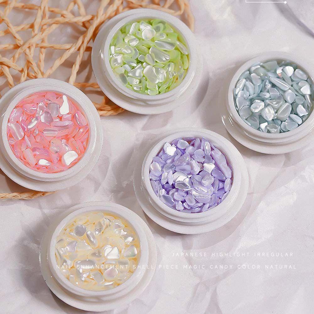 Mxbeauty 3D Nail Art Dekorasi DIY Tidak Teratur Mutiara Shell slice Ultra Tipis Kuku Payet Alami Laut Shell Nail Art Rhinestones