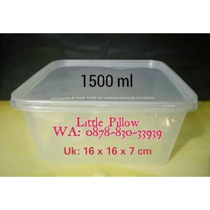 Kotak Plastik Bening 1500ml/ Lunch Box/Kotak Makan/Food Container