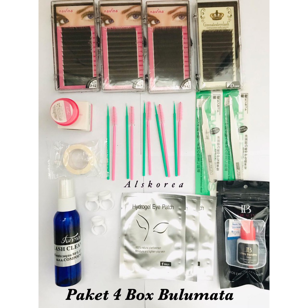 PAKET EYELASH EXTENSION MURAH DAN LENGKAP / PAKET BULUMATA 4 BOX / PAKET EYELASH EXTENSION BULUMATA