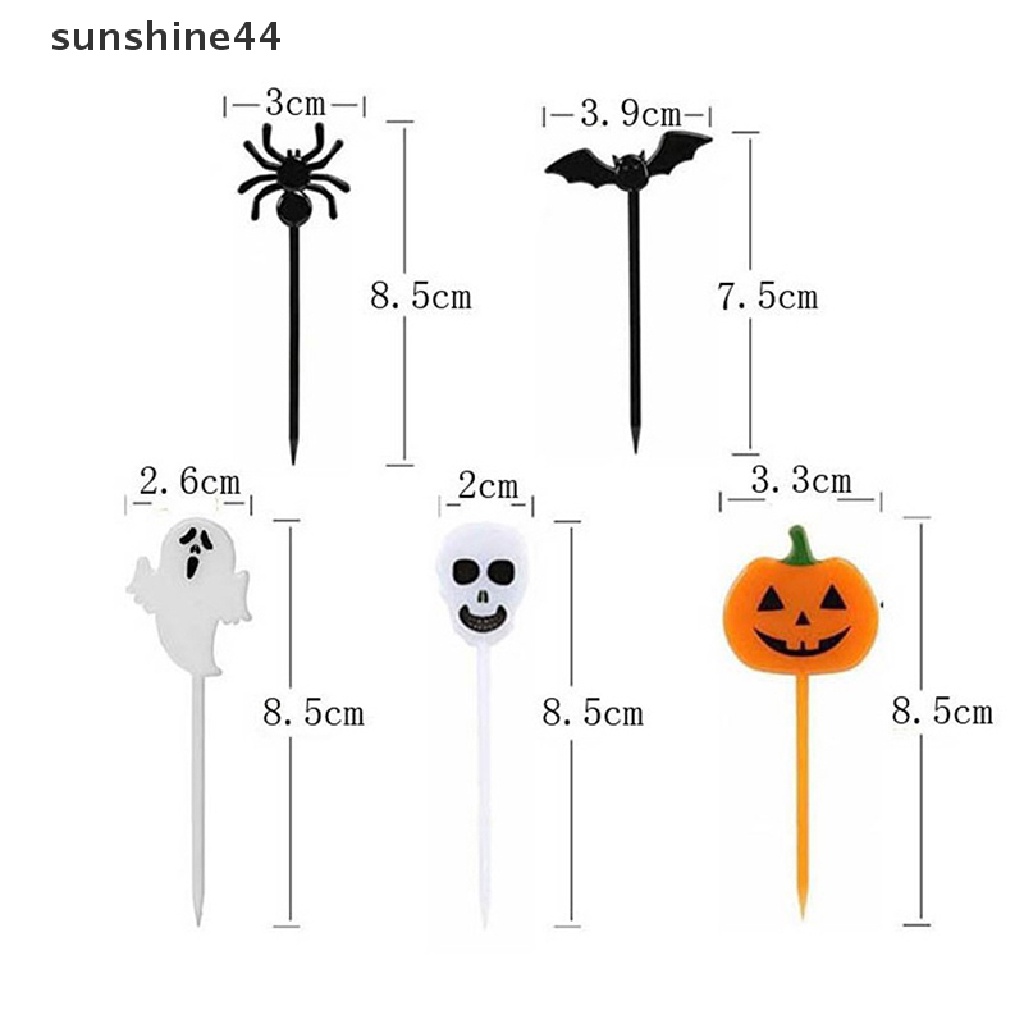 Sunshine 10Pcs Garpu Buah / Kue / Snack / Dessert Mini Motif Kartun Halloween Untuk Anak