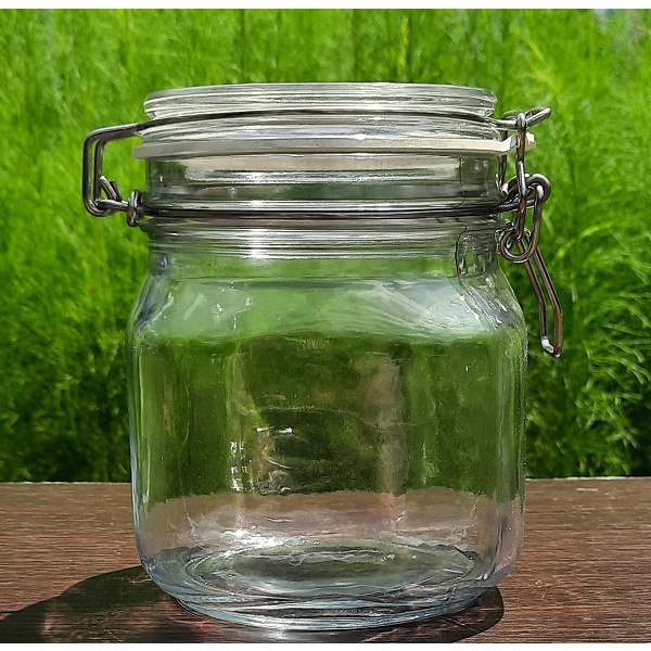 750ml Toples KACA, Jar KACA - bentuk Bundar : penutup Kaca kait