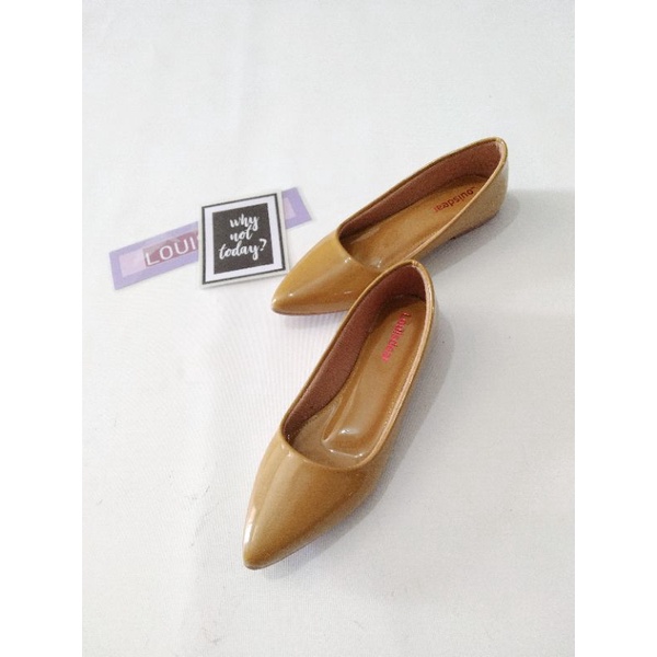 sepatu flatshoes wanita terbaru kekinian bahan  glossy LOUISDEAR B73