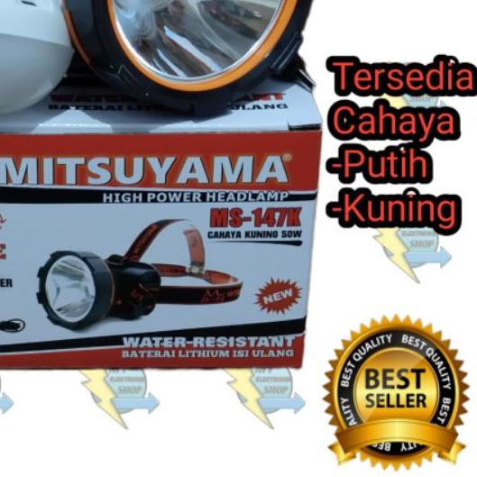 ❈ Senter kepala LED 50W MITSUYAMA MS-147P/K Free Bohlam cahaya putih/Kuning Headlamp 50Watt Dimmer ♖