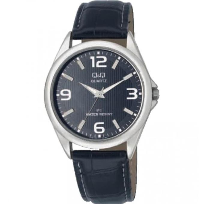 New Q&Q Qq Analaog Jam Tangan Unisex Hitam Kulit Kw08J305Y Original Terbaru