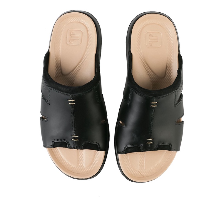 SANDAL CASUAL JIM JOKER PRIA ORIGINAL SLIDE KULIT BRANDED HITAM JJ26