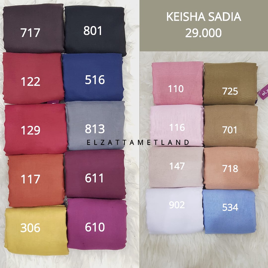 Elzatta Keisha Sadia Jilbab Kerudung Segiempat Polos Bahan Polycotton size 110x110cm-1