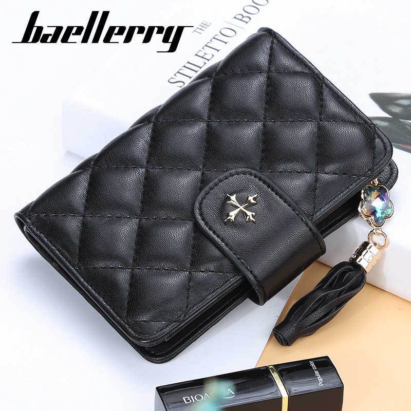 BAELLERRY N1815 Dompet Wanita Dompet Pendek Lipat Dompet Kartu Wanita Bahan Kulit PU Leather Premium WATCHKITE WKOS