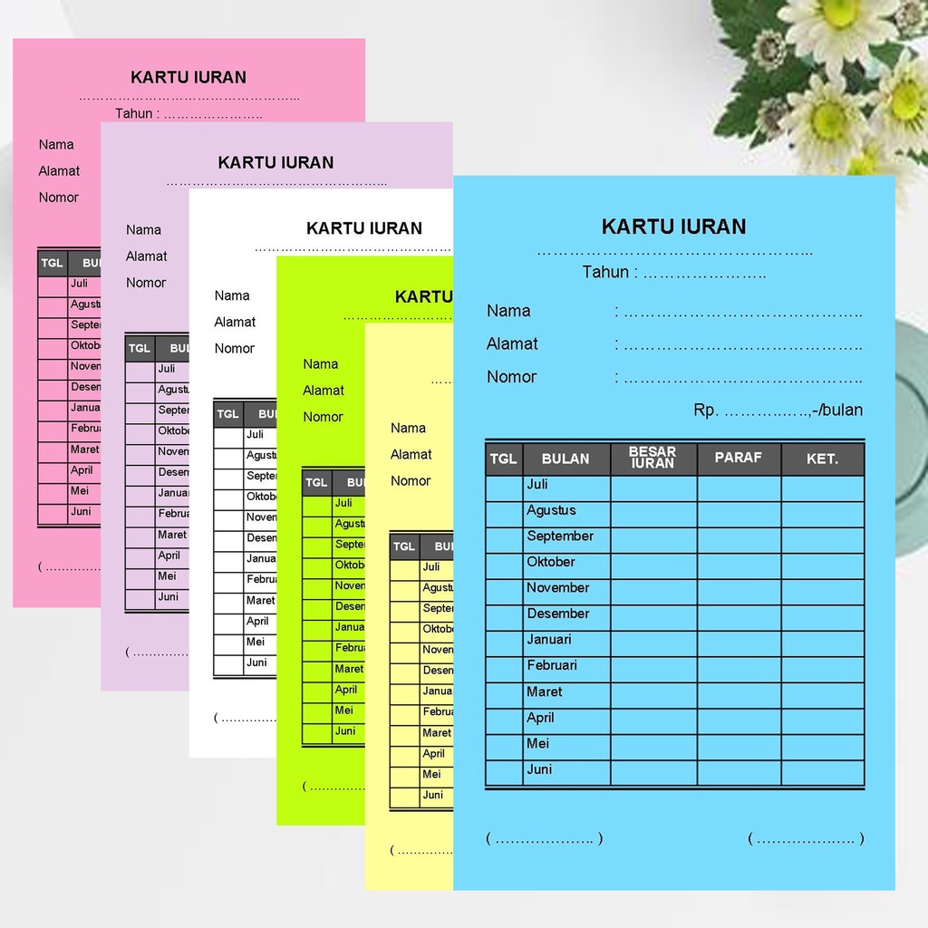 

100PCS KARTU IURAN NON-CUSTOM
