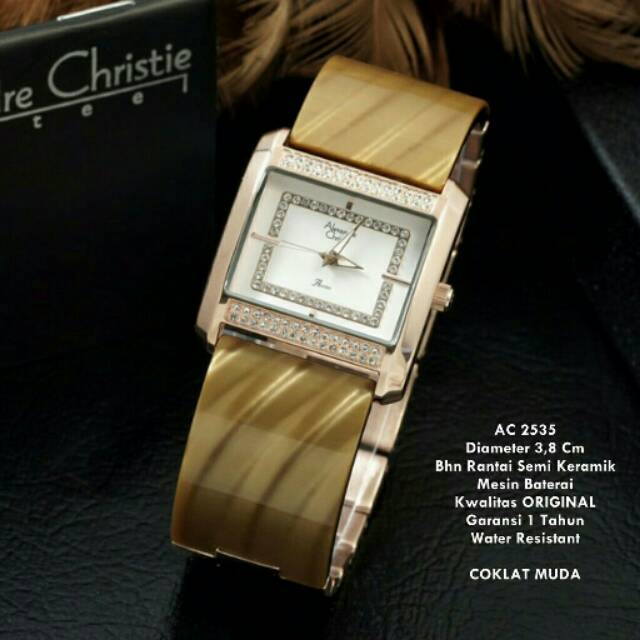 JAM TANGAN CEWEK/WANITA ALEXANDRE CHRISTIE RANTAI SEMI KERAMIK ORIGINAL TERBARU ELEGANT...
