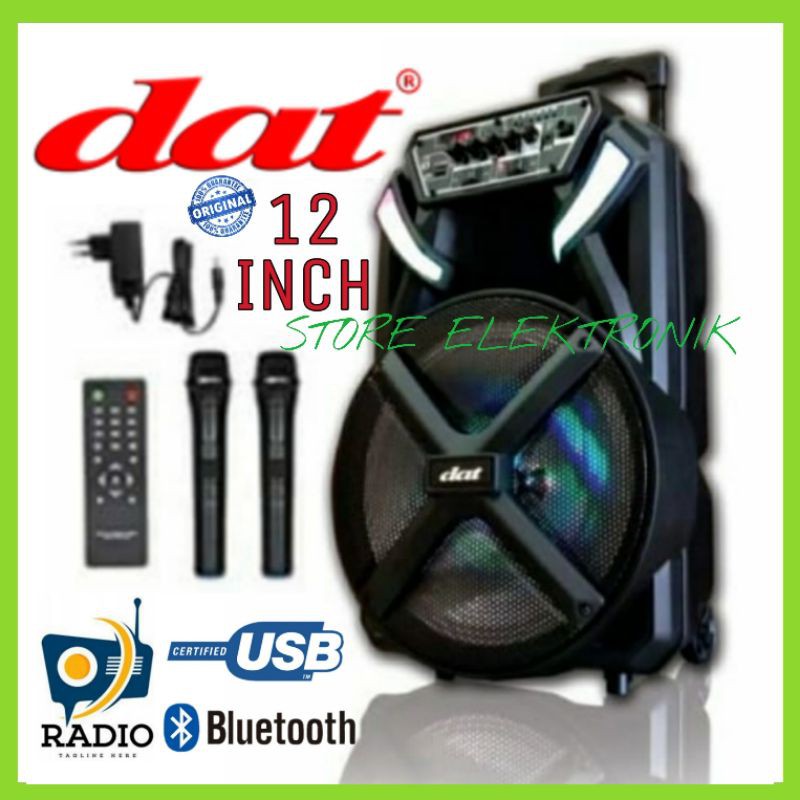 Speaker Trolley Dat 12 Inch DT1210FT X2 Speaker Portable Wireless..!!