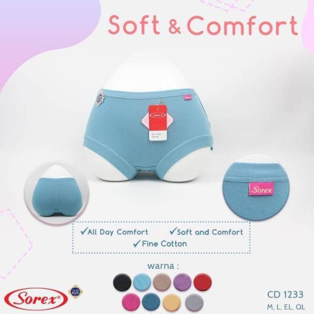 1pcs Sorex 1233 celana dalam wanita size M L EL QL soft &amp; comfort cd