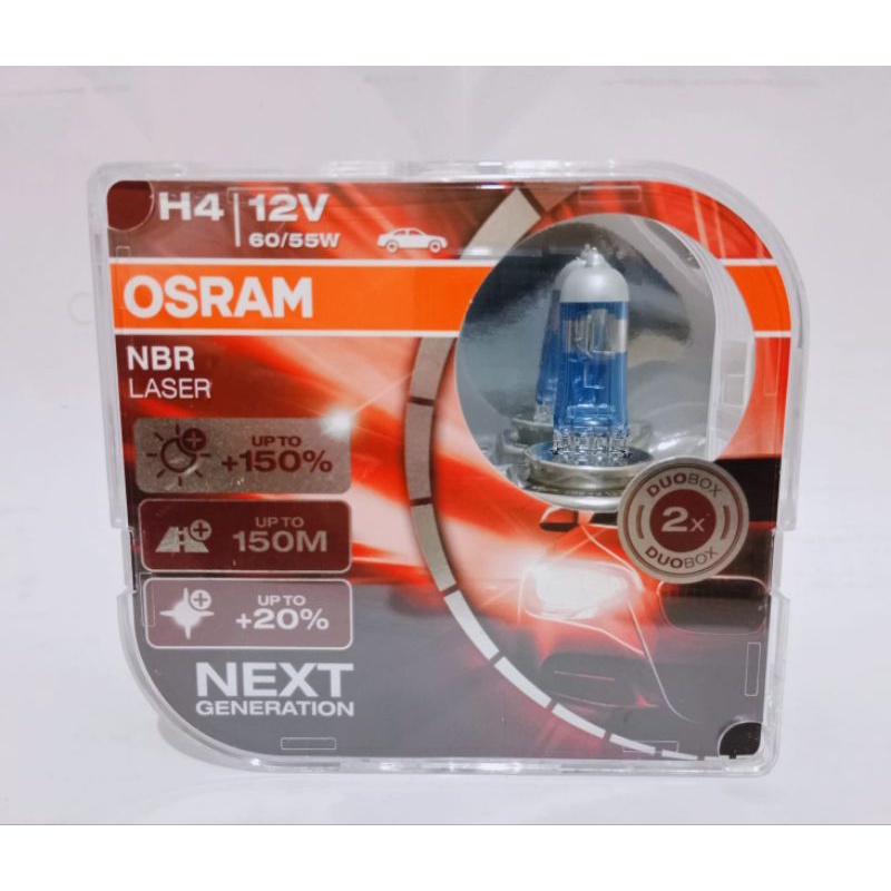 Bohlam Mobil Lampu Mobil Osram H4 NBR Laser NEXT GENERATION 12V 60/55W 150% Lebih Terang ORIGINAL GE