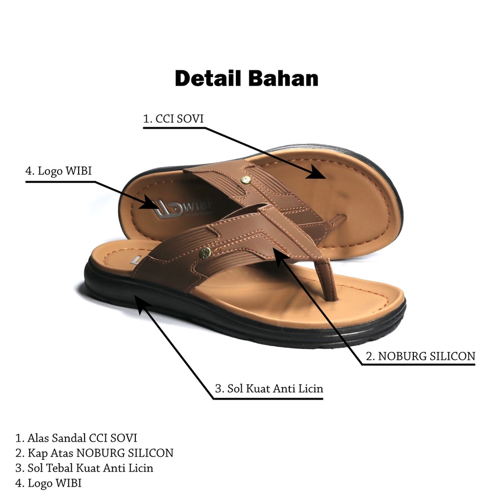 AFLAH X WIBI Sandal Pria Japit Kulit Distro Coklat Tua Hitam Mocca S02