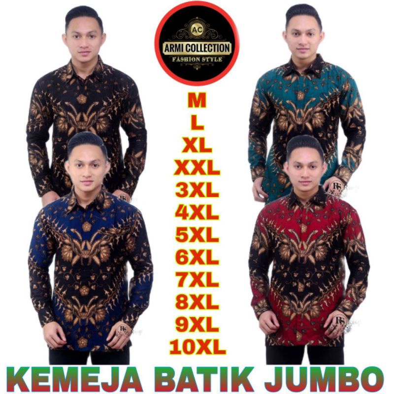 KEMEJA BATIK PRIA LENGAN PANJANG BIG SIZE JUMBO ARMI