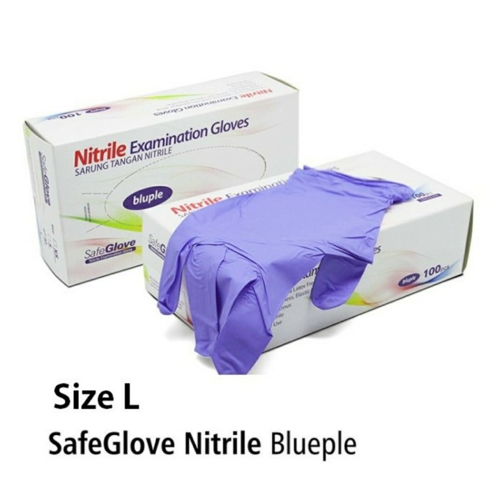 New Safegloves Nitrile Blueple Saveglove Powder Free - M